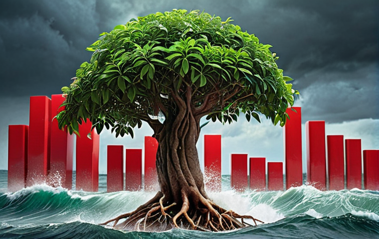 **Prompt:** A wise, calm South Asian investor, perhaps slightly aged, stands resilient amidst a turbulent, stormy stock market background with crashing waves of red charts. In the foreground, their steady hands gently nurture a robust, thriving money tree with deep, visible roots, symbolizing compounding dividends. The overall mood conveys patience, perseverance, and long-term growth, with a subtle hint of traditional South Asian wisdom and resilience. Realistic, detailed, high resolution, soft yet determined lighting.